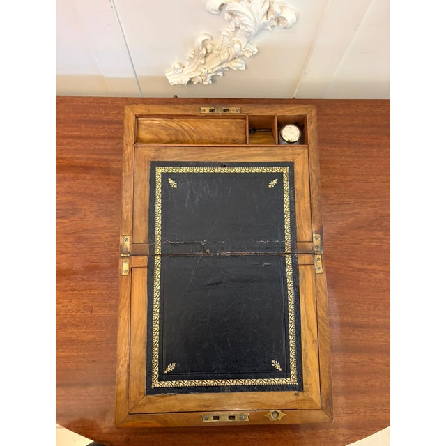 Antique Victorian Figured Walnut Writing Slope, 1860 For Sale - Image 4 of 11