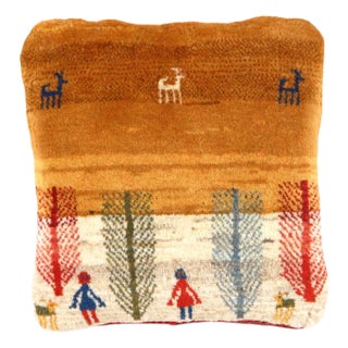 Pasargad DC Fine Hand Knotted Persian Gabbeh Pillow For Sale