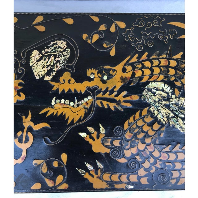 Late 19th Century Lacquered Asian Stone and Mother of Pearl Inlay Altar Cabinet For Sale In Los Angeles - Image 6 of 13