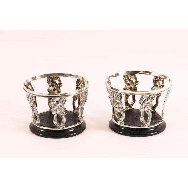 Antique Silver-Plated Wine Bottle Coasters, 1890s, Set of 2 For Sale - Image 11 of 12