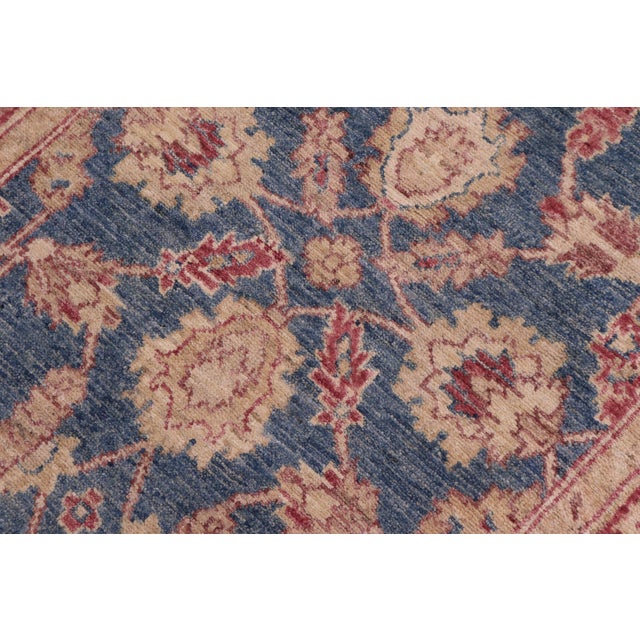 Shabby Chic Ziegler Blue/Red Wool Runner Rug- 3'1'' X 14'5'' For Sale In New York - Image 6 of 10