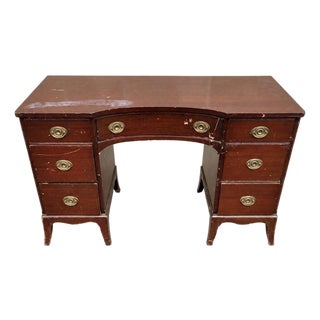 Vintage American of Martinsville Mahogany Seven-Drawer Writing Desk For Sale