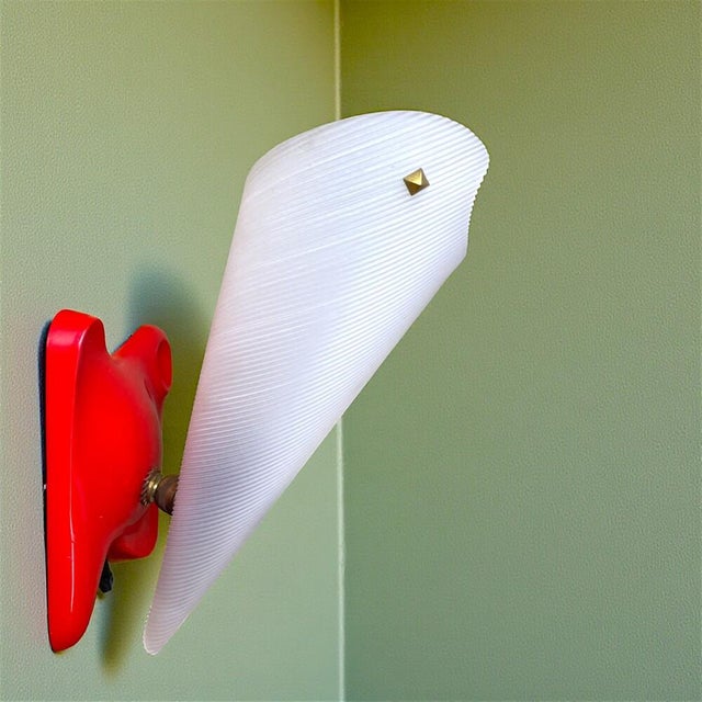 Mid-Century Modern French Red Plastic Adjustable Wall Sconce, 1960s For Sale - Image 14 of 14