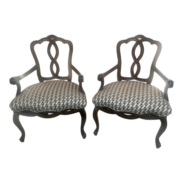 1990s William Switzer Sculptural Loop Back Accent Armchairs — A Pair For Sale