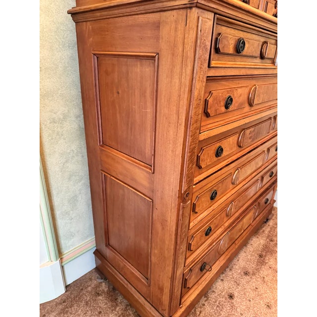 Early 21st Century Antique American Burl Walnut Lock Side Eastlake Highboy Chest of Drawers 1870 For Sale - Image 5 of 9
