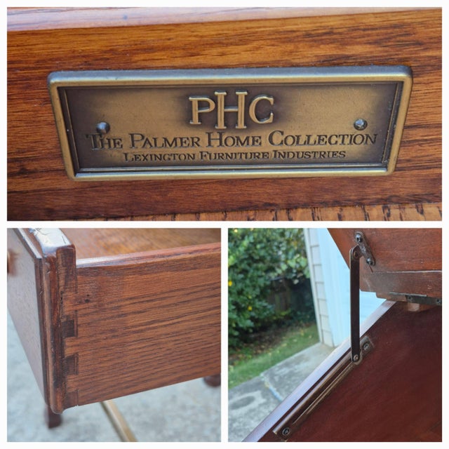1990s 1990s Lexington Palmer Home Mahogany Slant Front Leather Top Architect Drafting Table Standing Desk For Sale - Image 5 of 11