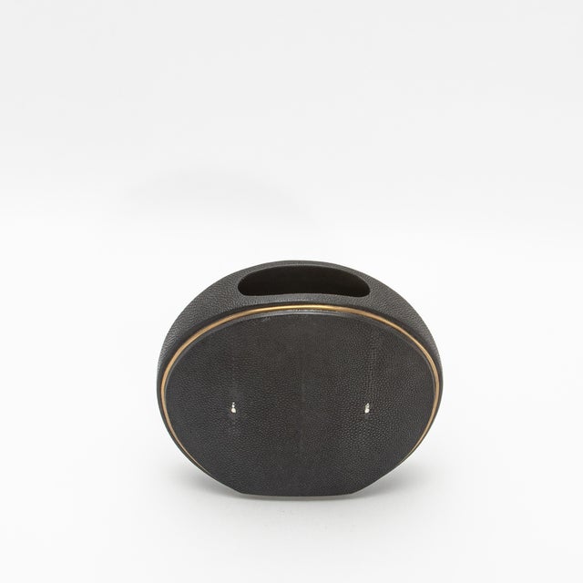 Shagreen Vase With Brass Details by R&y Augousti For Sale In Los Angeles - Image 6 of 7