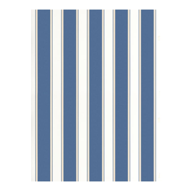 The House of Scalamandré Accordion Stripe Wallpaper, Indigo For Sale