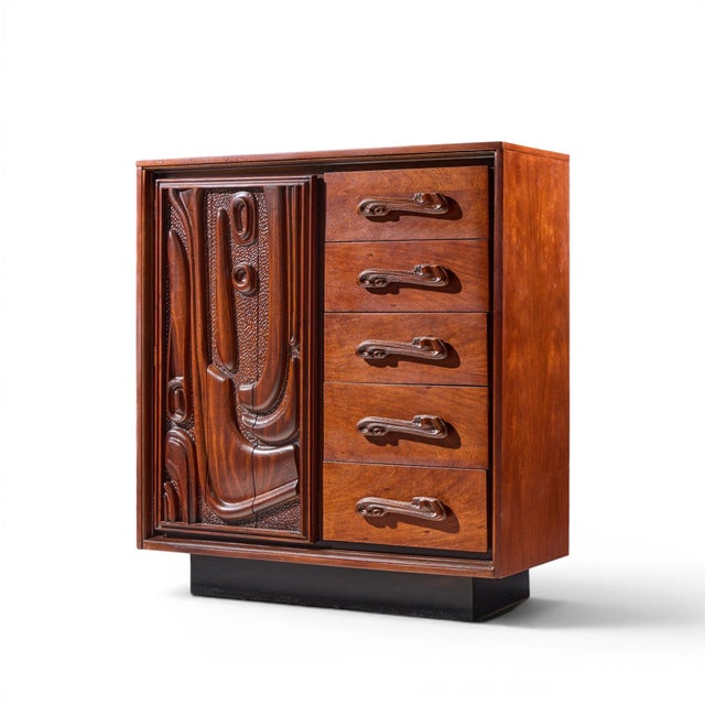 Mid-Century Modern Witco Style Pulaski Oceanic Mid Century Highboy Armoire For Sale - Image 3 of 8