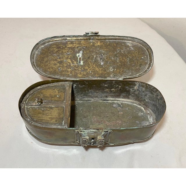 Rare Antique Handmade 18th Century Forged Brass Wrought Iron Spice Betel Box For Sale - Image 11 of 14