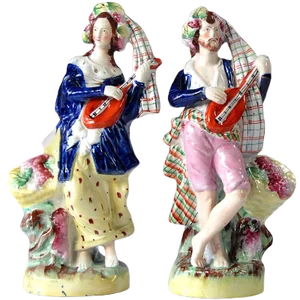 Antique Figurines from Staffordshire, Set of 2