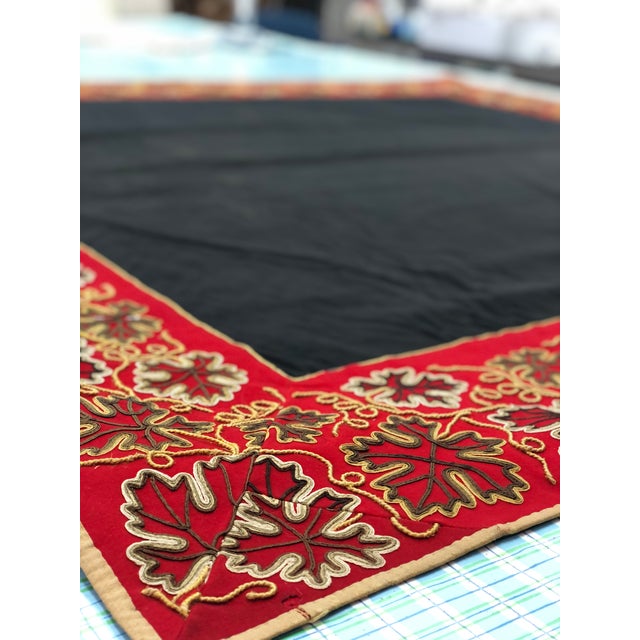Textile Large Antique Embroidered Textile Wall Hanging With Raised Floral Border — Possibly Portuguese For Sale - Image 7 of 13