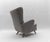 Large Grey Boucle Fabric Wingback Armchair, Italy, 1950s For Sale - Image 4 of 10