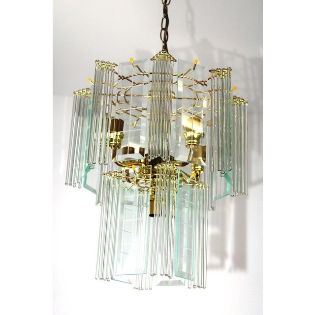 1960s Orion Chandelier with Glass Hangings, Rods and Cut Glass Panels, 1960s For Sale - Image 5 of 16