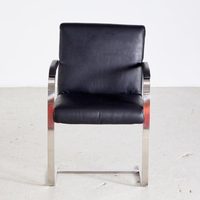 Steel Armchair with Leather Upholstery For Sale - Image 5 of 15