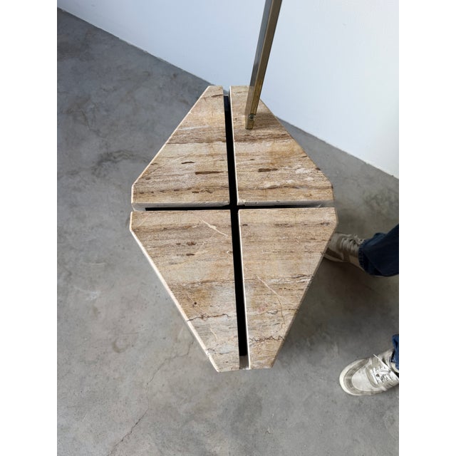 1980s Vintage Italian Postmodern Geometric Marble & Brass Dining Table Base For Sale - Image 10 of 17