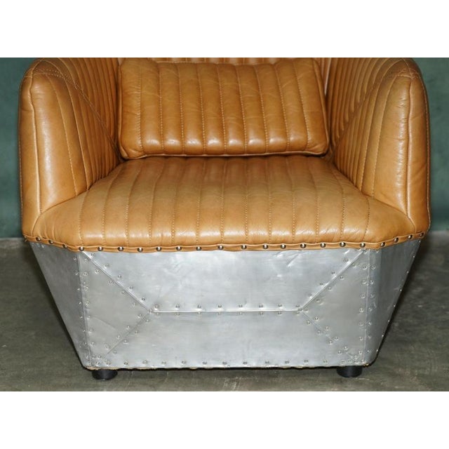 Brown Aviator Lounge Chair in Tan Brown Leather For Sale - Image 8 of 16