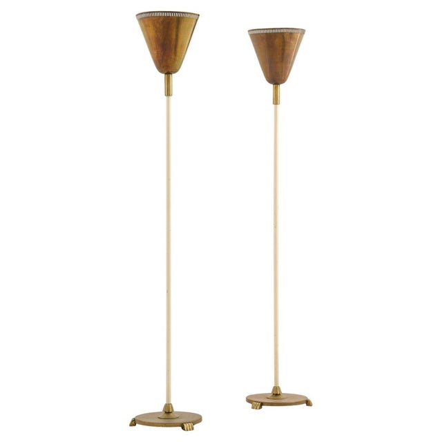 Floor Lamps in Brass and Lacquered Metal, 1950s, Set of 2 For Sale - Image 10 of 10