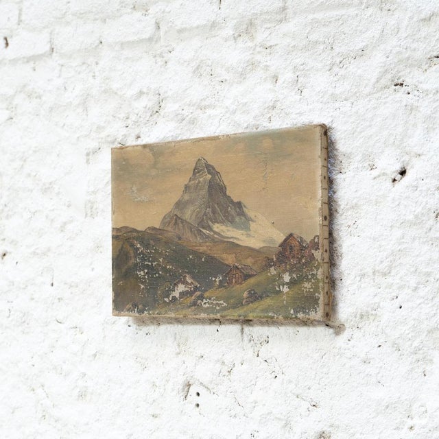 Rustic Matterhorn, Early 20th Century, Oil on Canvas For Sale - Image 3 of 12