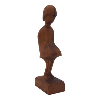 1950s Teak Girl Sculpture by Arne Basse, Made in Denmark For Sale
