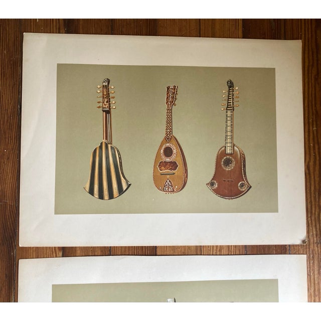 Coffee Original 19th Century Engravings of Various Musical Instruments in Color - Set of 5 For Sale - Image 8 of 12