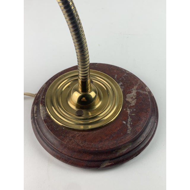 Midcentury Modern Marble and Brass Gooseneck Clam Shell Desk Lamp by Tommaso Barbi, 1970s For Sale - Image 10 of 14