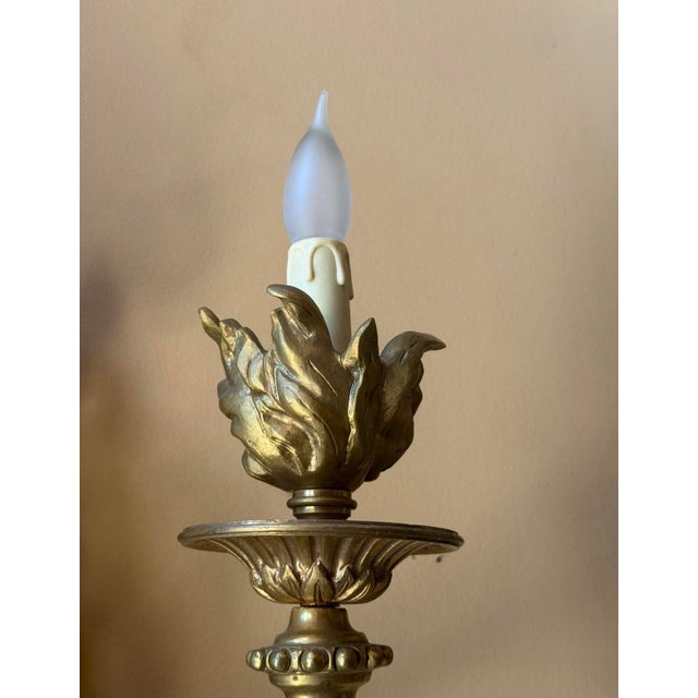 1990s Original French Import Bronze Louis XV Ormolu Sconce Wall Lighting 2 Avail For Sale - Image 4 of 4