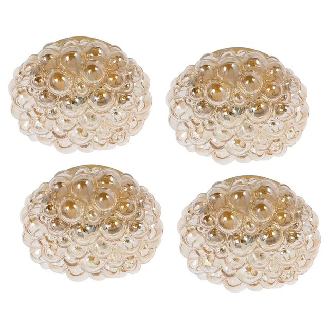 Beige Small Amber Bubble Glass Flush Mount attributed to Limburg, Germany, 1960s For Sale - Image 8 of 8