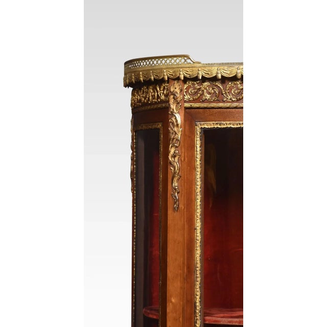 Walnut Bow Fronted Display Cabinet For Sale - Image 3 of 10