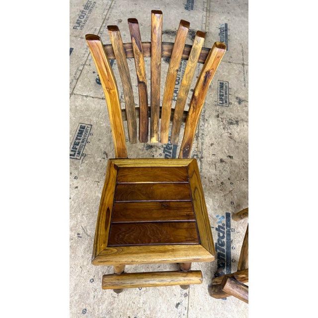 Teak Twig Back Stools- Set of 2 For Sale - Image 9 of 9
