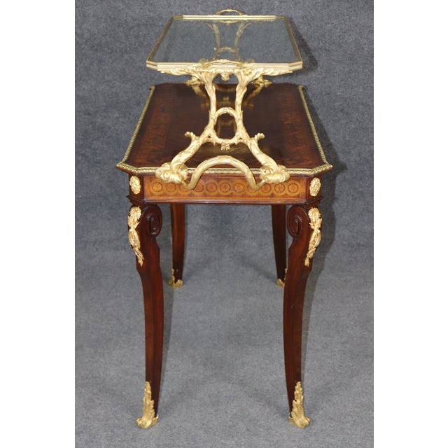 Brown French Louis XV Gilt Bronze Inlaid Attributed Sormani Dessert Table For Sale - Image 8 of 10
