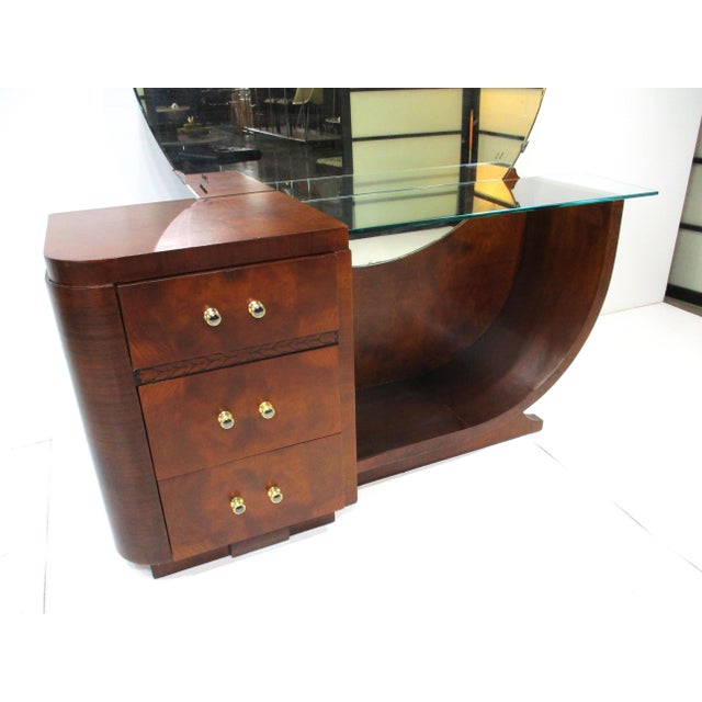 Art Deco Art Deco Mahogany Vanity With Stool in the Style of Desky For Sale - Image 3 of 14