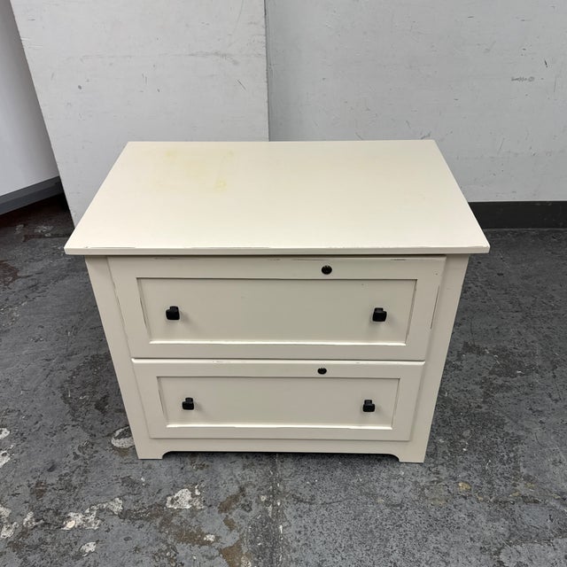 Eggshell Two Drawer File Cabinet For Sale - Image 10 of 12