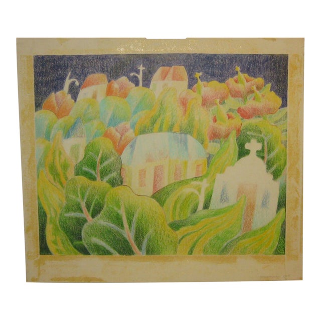 Stonehenge Modernist Drawing by Blair Lent For Sale