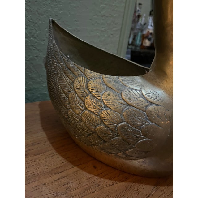 Vintage Brass Swan Planter For Sale - Image 4 of 6