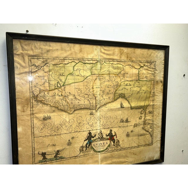 Rare Antique 17th Century Peter Schenk Hand-Colored Map of Guinea and West Africa - C. 1690 For Sale - Image 9 of 11