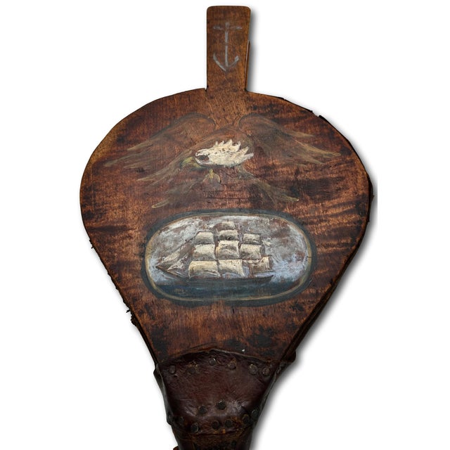 Mid 19th Century Unusual Antique American Rustic Hand Made & Hand Painted Decorated Shipboard Blacksmith Belllows - Circa Mid 1800s For Sale - Image 5 of 18