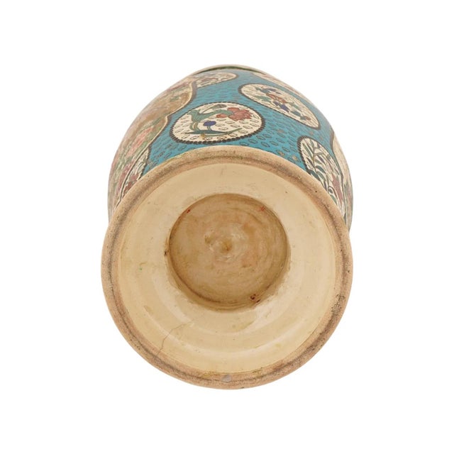 Metal Large Japanese Cloisonne Enamel Meiji Totai Shippo Vase, Kinkozan School For Sale - Image 7 of 10