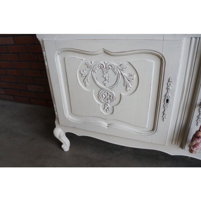 Wood Antique Shabby Chic French Style Hutch For Sale - Image 7 of 9