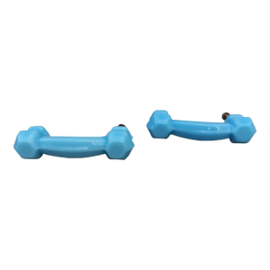 1920s Art Deco Pair (2x) Blue Opaline Glass Drawer Pulls (Handles)