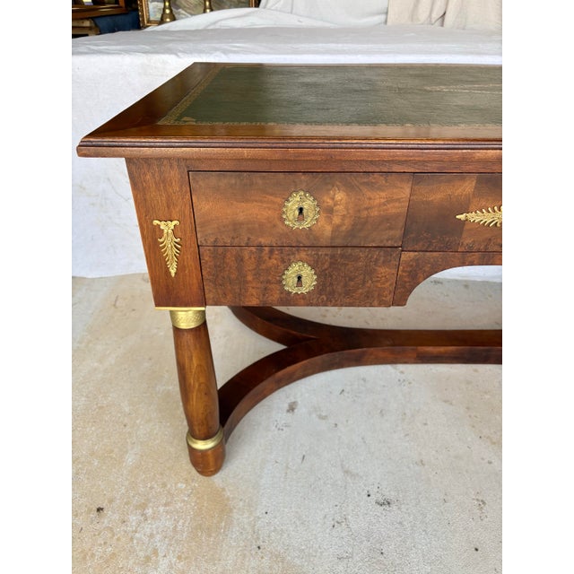 Early 20th Century Early 20th Century French Empire Style Walnut Leather Top Desk For Sale - Image 5 of 12