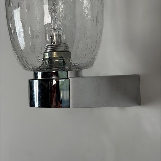 Pulegoso Glass and Chrome Wall Sconces in the style of Seguso Vetri d'Arte, 1970s, Set of 2 For Sale - Image 17 of 18