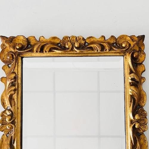 Glass Vintage Baroque Italian Gilded Gold Mirror in Wood, 1960s For Sale - Image 7 of 8