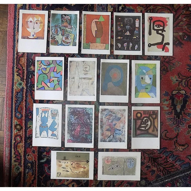 Vintage Mid 20th Century Diminutive Modernist Abstract Paul Klee Masks & Figures Lithographs - Set of 15 For Sale - Image 12 of 12