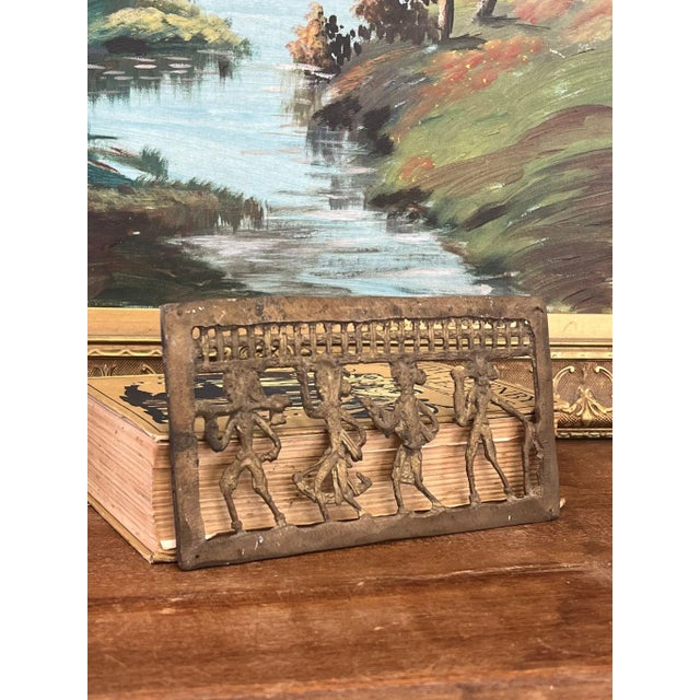 1970s 1970s Primitive Brass-Tone Metal Tribal Wall Decor/Art Piece For Sale - Image 5 of 8