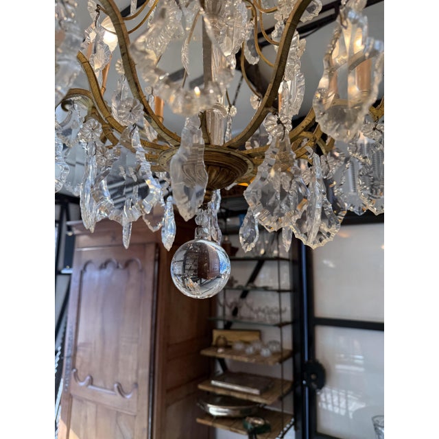 12-Light Crystal Chandelier from Baccarat, 1920s For Sale - Image 6 of 7