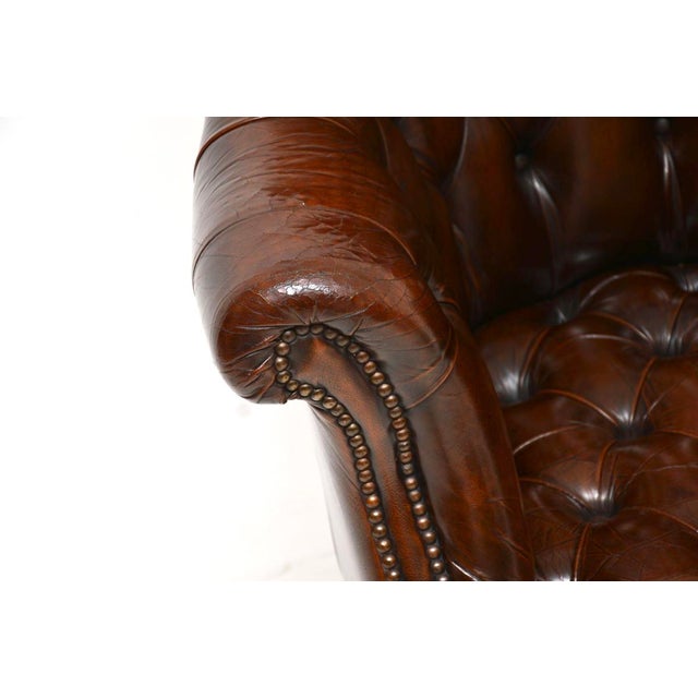 Antique Victorian Leather Swivel Directors Desk Chair, 1950s For Sale - Image 11 of 14