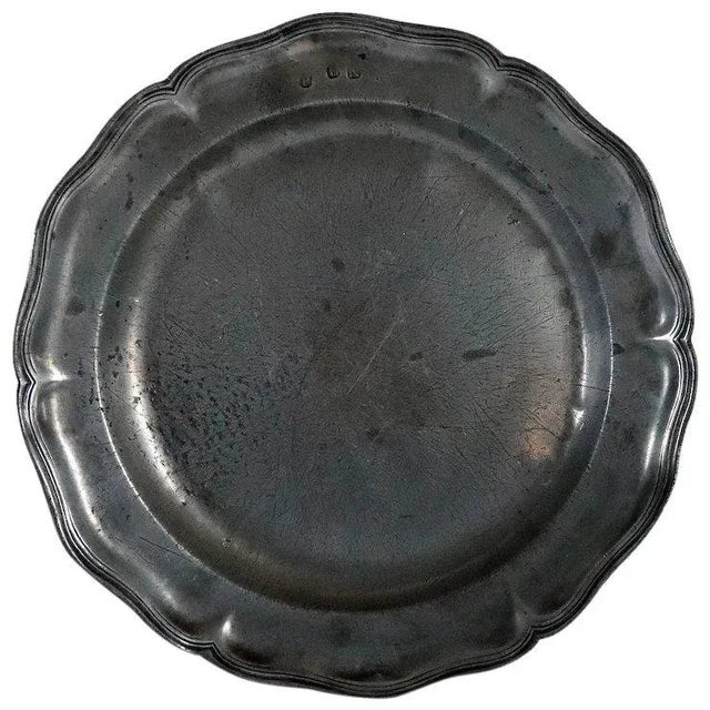 Large French Pewter Wavy Reeded Edge Dish / Plate For Sale In Denver - Image 6 of 6