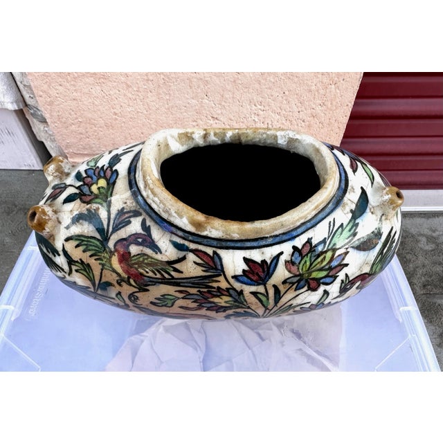 Beautiful Antique Persian Qajar Vase/Jug. Multi color with birds and flowers. Great display piece. I believe its mid 19c...
