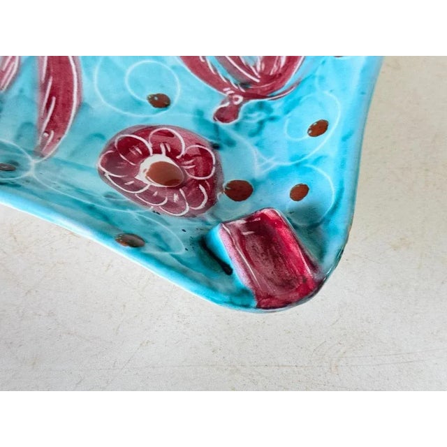 Ceramic Italian Ceramic Blue and Red Ashtray, 1960 For Sale - Image 7 of 12